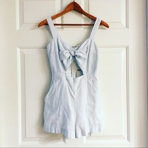Abercrombie Knot Front Keyhole Striped Romper, 00P